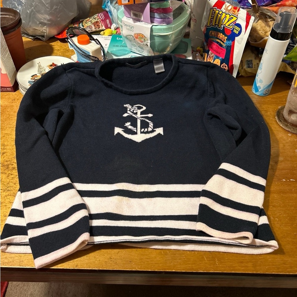 Liz Claiborne Blue and White Nautical Sweater